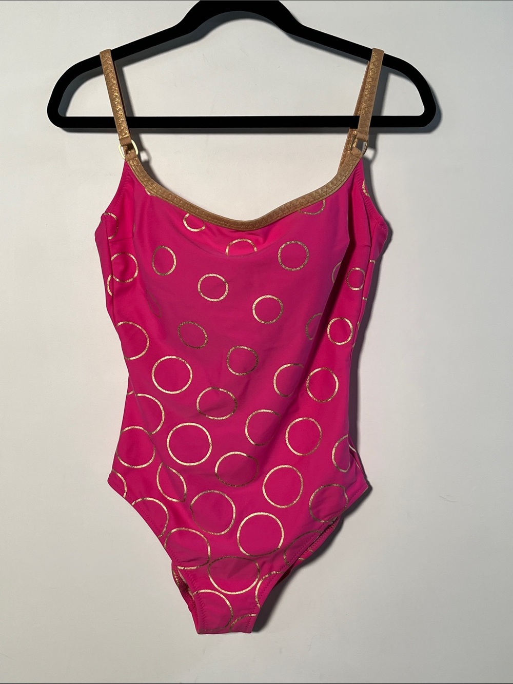 GOTTEX Beach Poolside Resort Cruise Fuchsia/Gold Circle One-Piece Swimsuit SZ 14